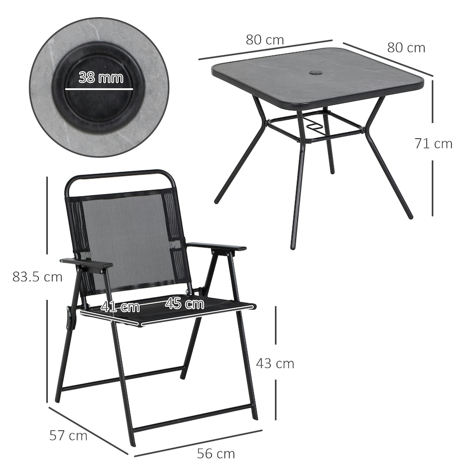 image 1 of Outsunny Outdoor Dining Set with Umbrella Hole Table, Patio Furniture