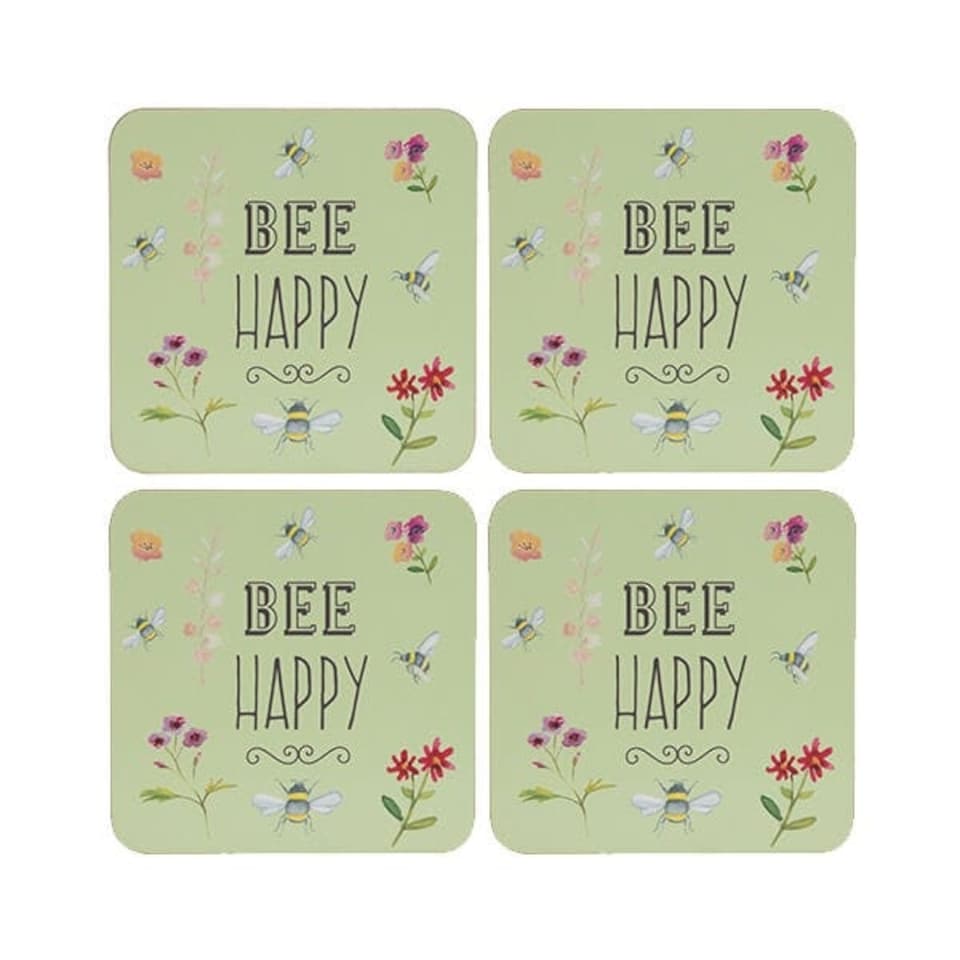 image 1 of English Tableware Company Bee Happy Set of 4 Coasters