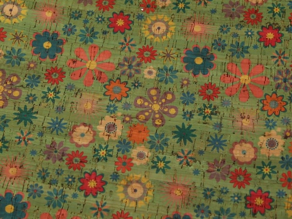 Green Cork Leather Fabric for Bag Making, Upholstery, 132cm / 51" Wide - per metre