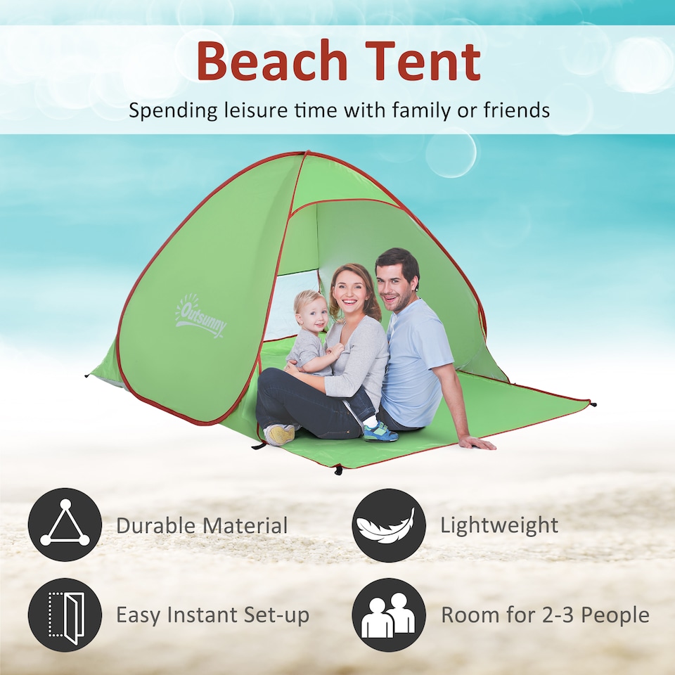 image 1 of Outsunny 2-3 Person Pop up Tent Instant Camping Tent Sun Shade Shelter