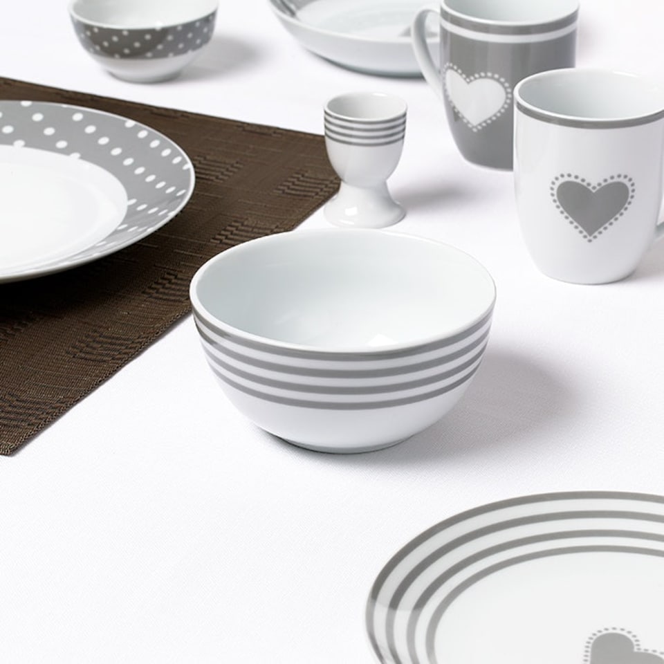 image 1 of 56pc Grey Heart Dinner Set