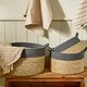 image 1 of Seagrass Grey Stripe Basket Grey | Stripe