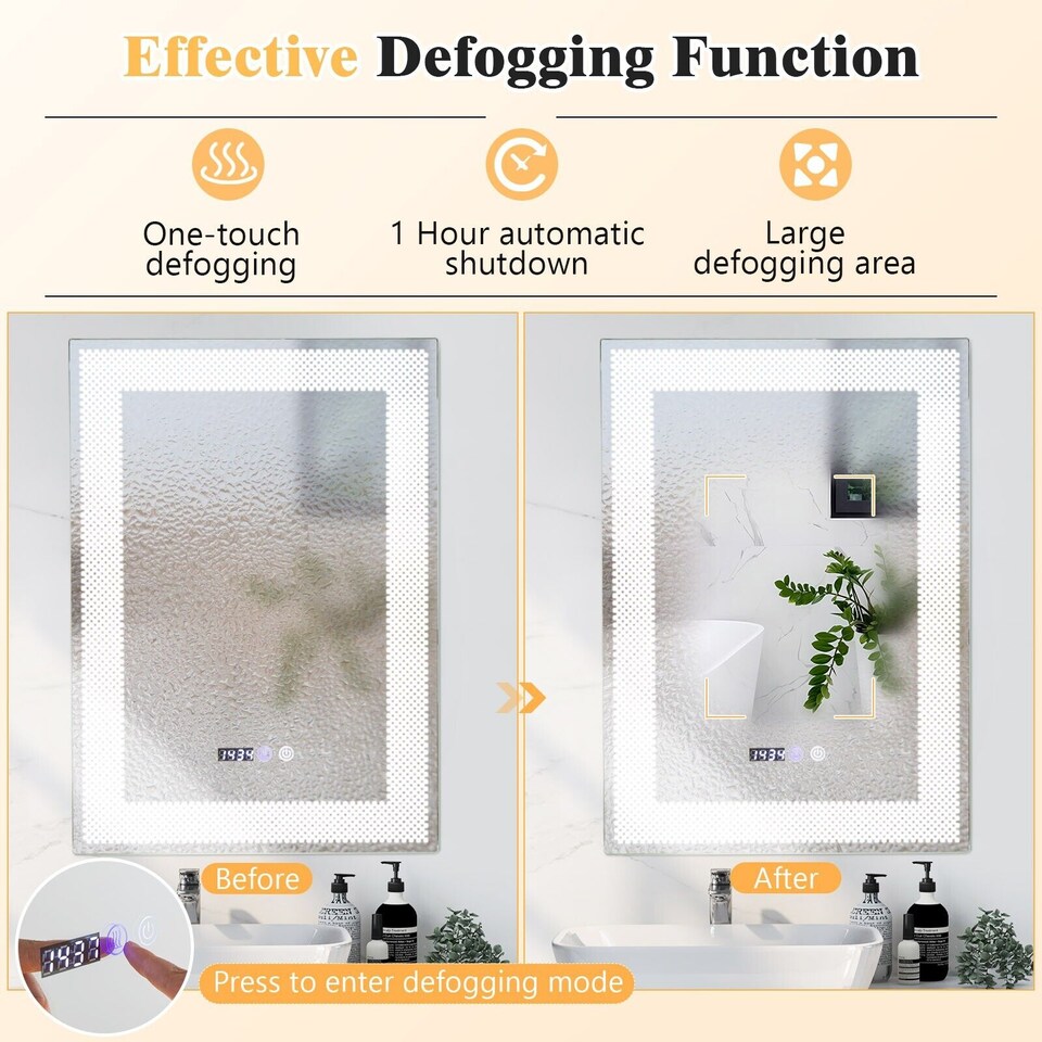 image 1 of COSTWAY Bathroom  Vanity Mirror Wall Mirror 3 Colors LED Lights