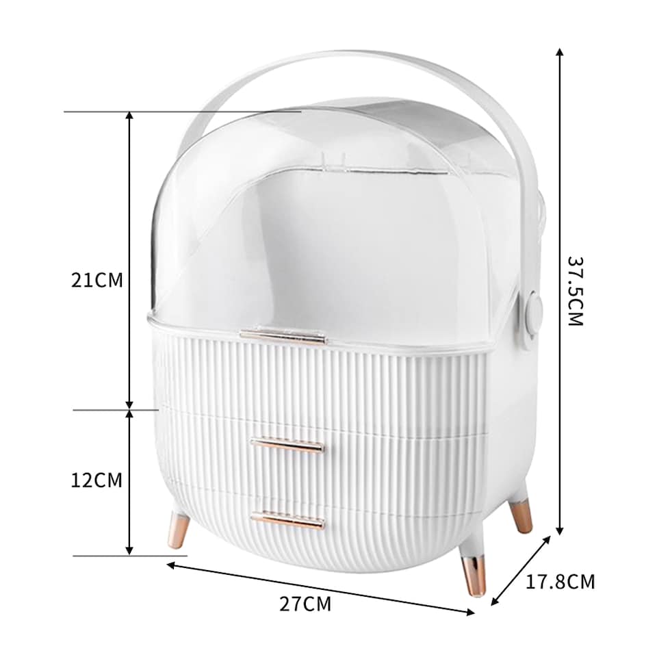 image 1 of ilus Makeup Organizer Case Drawer Portable Cosmetic Jewellery Storage Box White