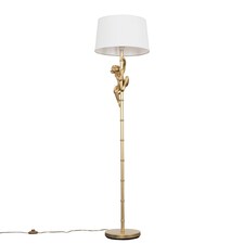 ValueLights George Monkey Gold Floor Lamp White Taper Shade & Bulb | White