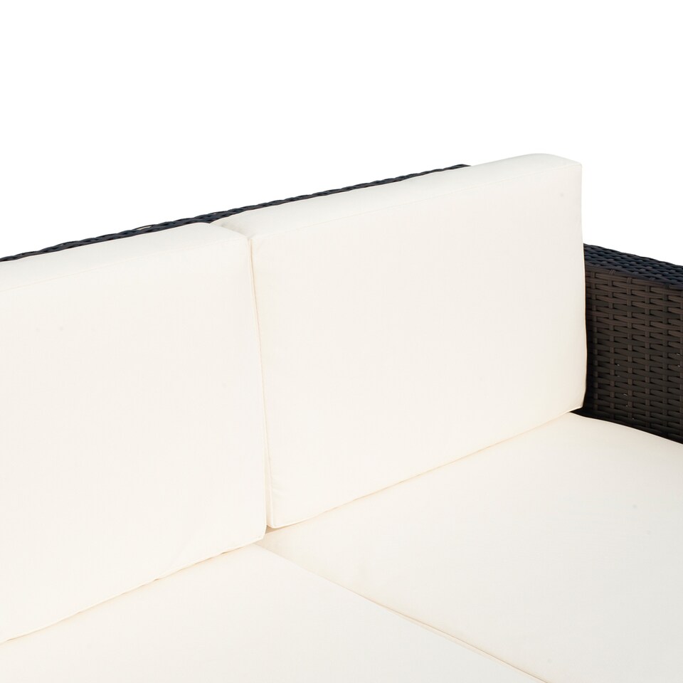 image 1 of Outsunny Rattan Sofa, 2 Seater Garden Furniture with Soft Padded Cushion and Armrests, Wicker Garden Loveseat for Patio, Mixed Brown | Brown | Two Seater