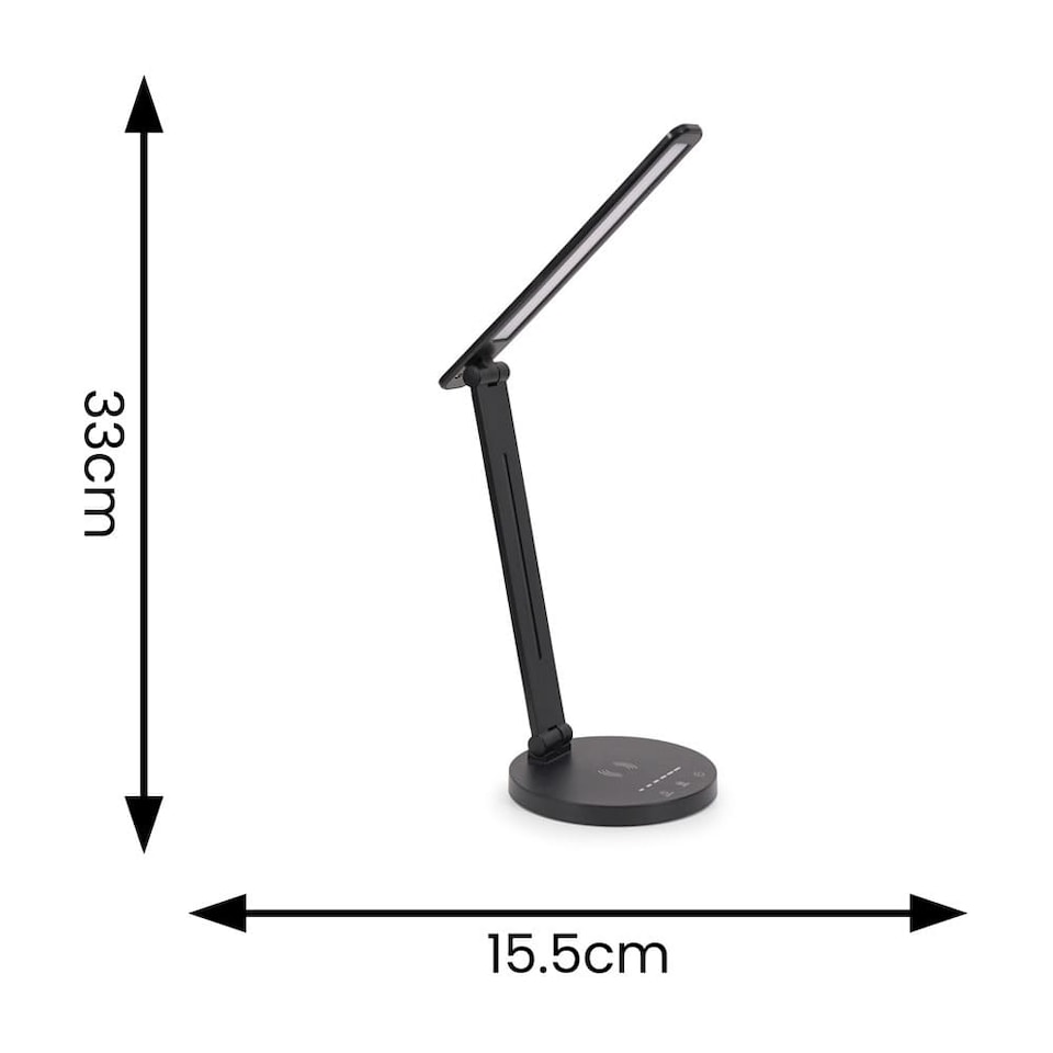 image 1 of ValueLights Kiko Adjustable Black Dimmable LED Wireless Charger Desk Lamp