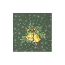 IHR Ideal Home Range Luncheon Napkins - Festive Christmas Bells Green | Multi