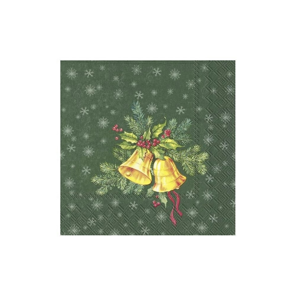 IHR Ideal Home Range Luncheon Napkins - Festive Christmas Bells Green | Multi