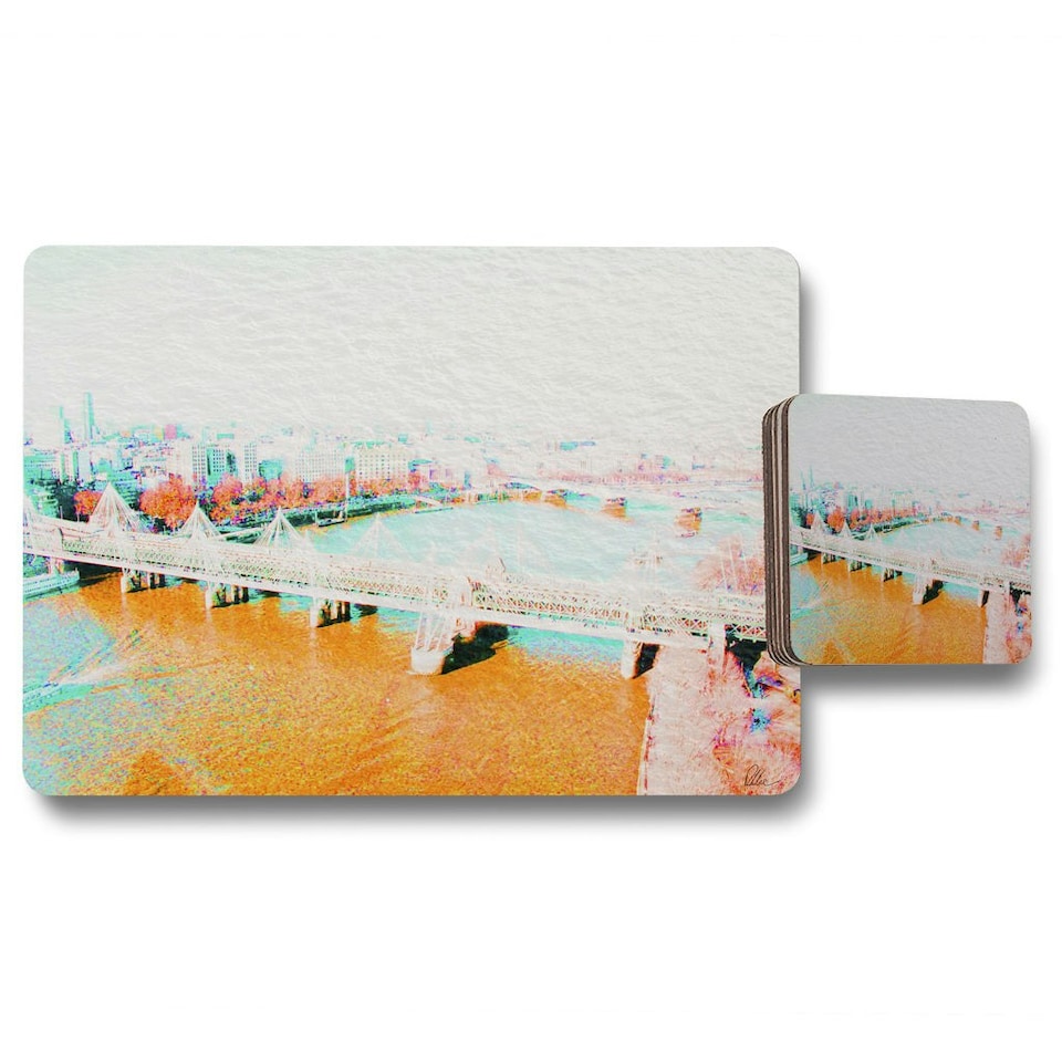 LONDON EYE VEIW Orange (Placemat & Coaster Set)