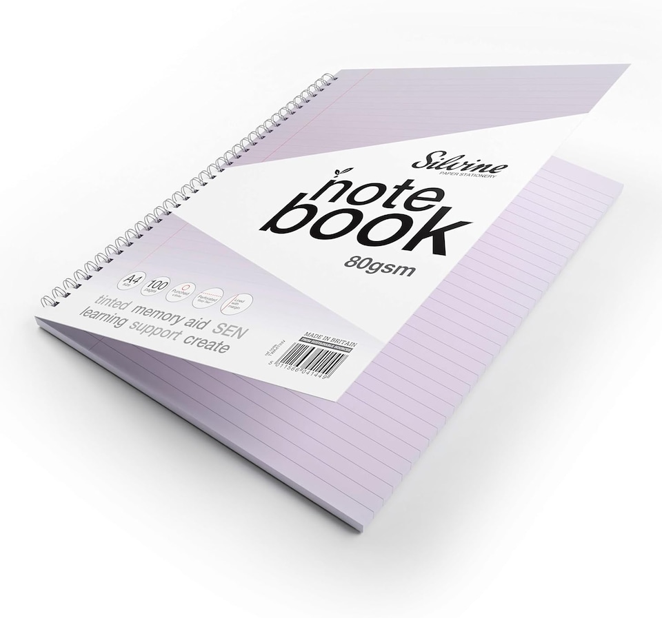 image 1 of A4 100 Pages Twin Wire SEN Lilac Paper Dyslexia Notebook Lined with Margin