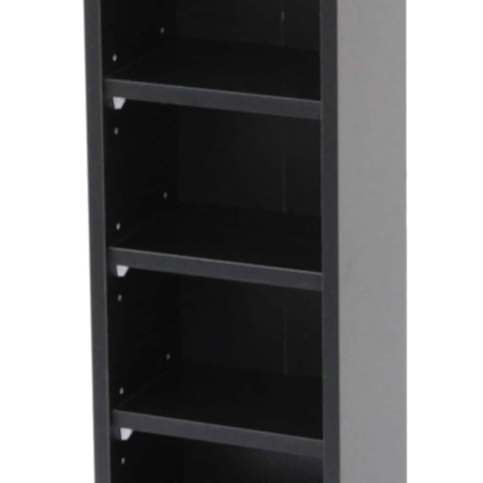image 1 of 6 Tier Black Wooden CD DVD Game Book Shelf Storage Tower Rack - Fits 102 CDs