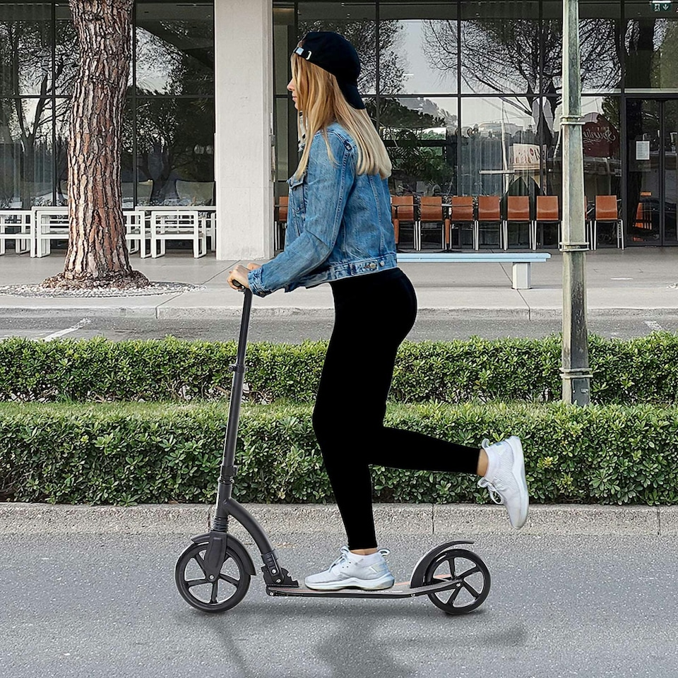 image 1 of HOMCOM Teens Adult Kick Scooter Foldable Adjust Aluminium For 14+ Black