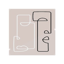 line art of two faces Designer Splash Back | White