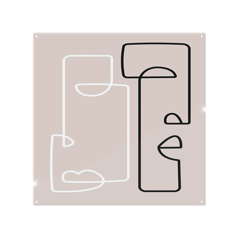 image 1 of line art of two faces Designer Splash Back | White