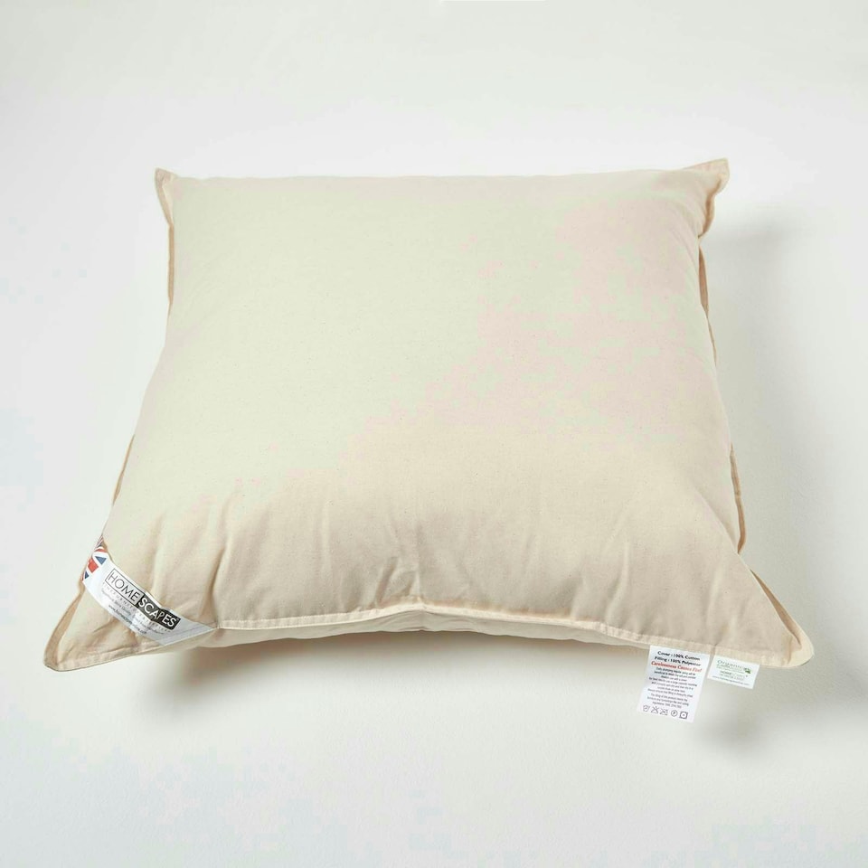 image 1 of Homescapes Luxury Organic Cotton Cushion Pad Insert Inner 60 x 60 cm (24 x 24") | Cream