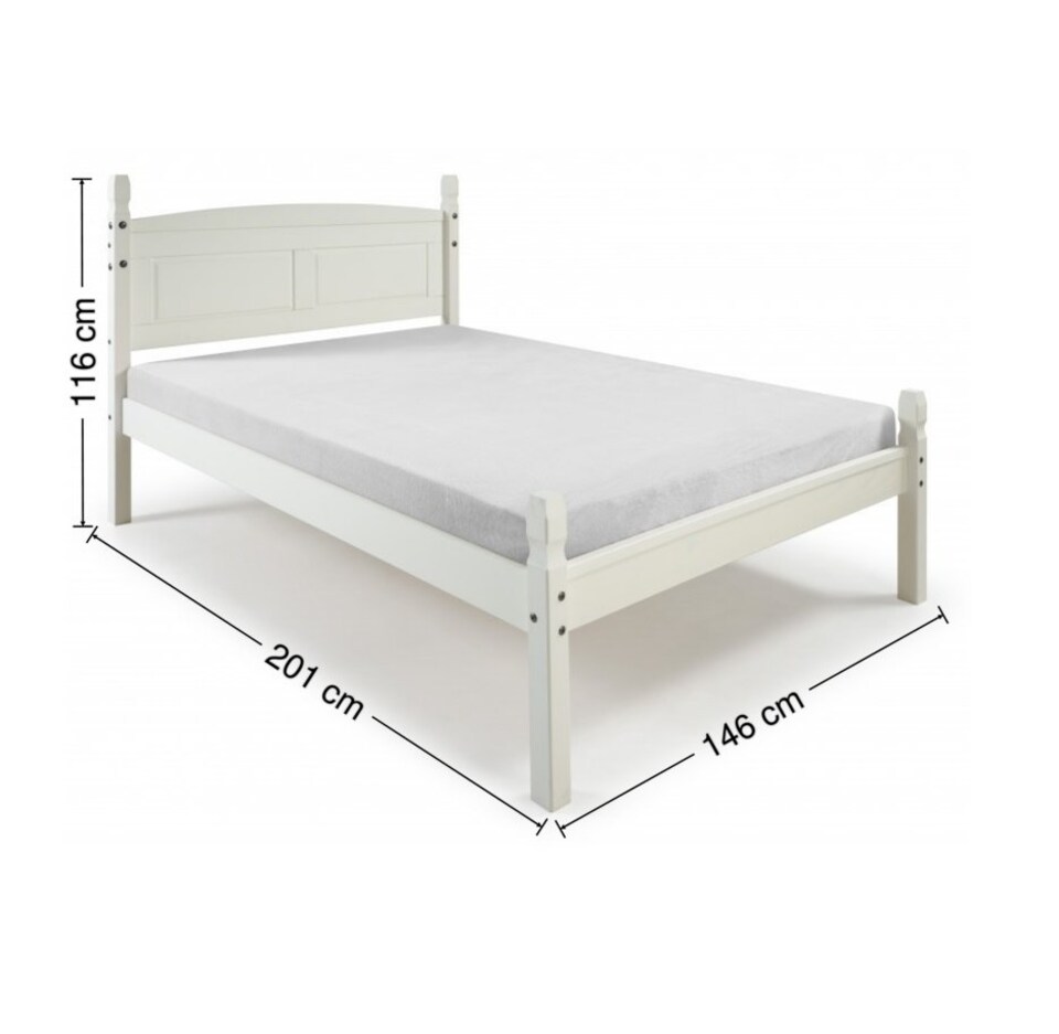 image 1 of Mercers Furniture Corona White 4'6" Double Low End Bed Frame Solid Wood Pine Wooden Bedroom 4ft6 with Mexican Styling