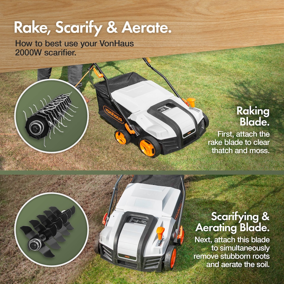 image 1 of VonHaus Lawn Scarifier 2000W