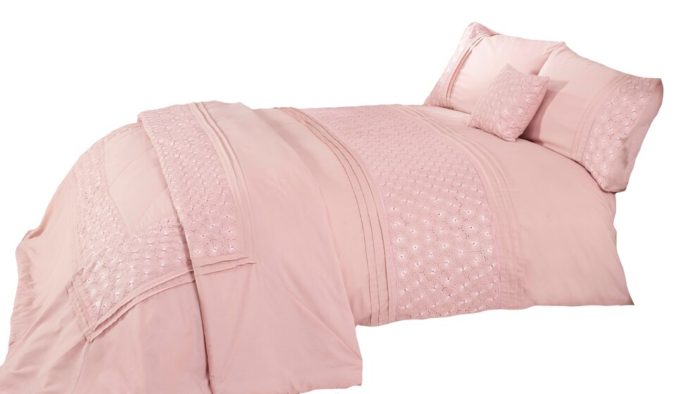 image 1 of Everdean Floral Polycotton Duvet Cover Set with Pillowcase | Pink | King | 1