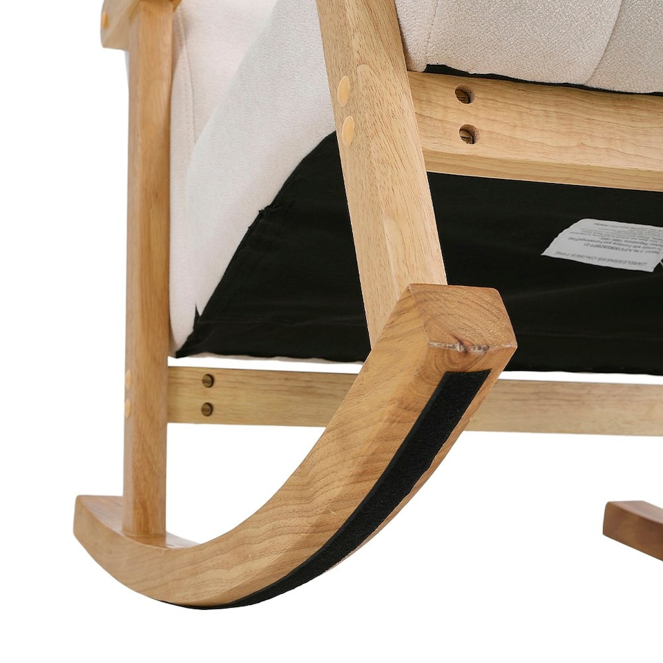 image 1 of Living and Home Velvet Upholstered Tufting Rocking Chair White