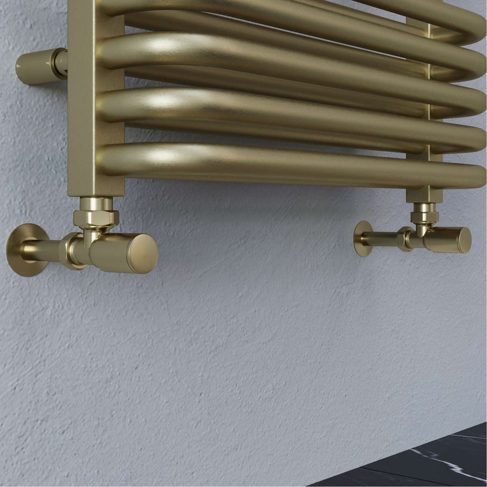 image 1 of Round Radiator Valve Angled - Brushed Brass - 15mm