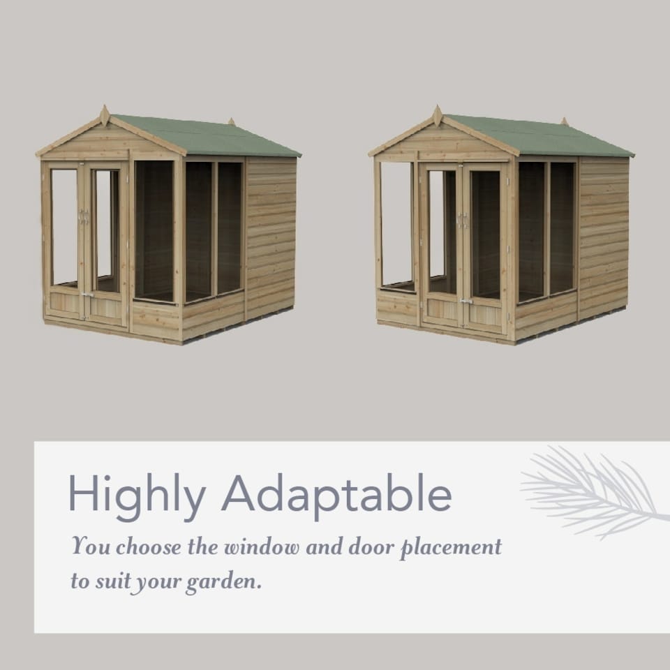 image 1 of Forest Garden 8x6 Apex Beckwood Summerhouse 25yr Guarantee Shiplap Pressure Treated - Double Door - 5 Windows