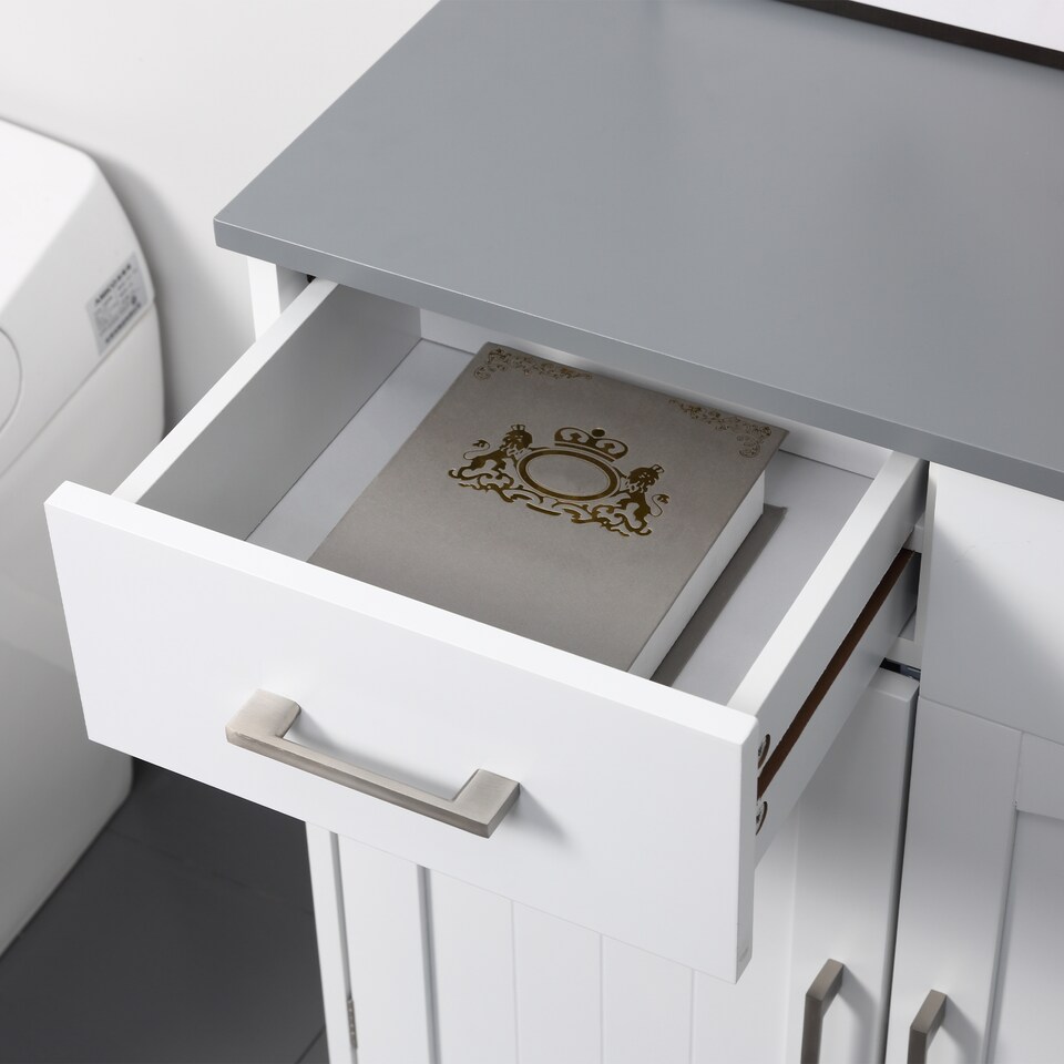 image 1 of kleankin Freestanding Bathroom Cabinet, Storage Cupboard with 2 Drawers, Double Doors, Adjustable Shelf, White