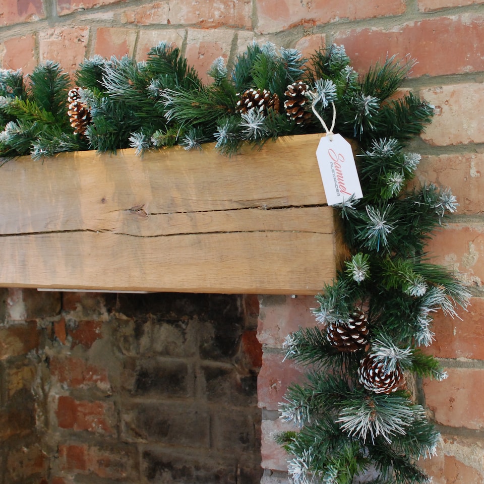 image 1 of 270cm x 25cm Samuel Alexander Frosted Glacier Christmas Garland with Pine Cones