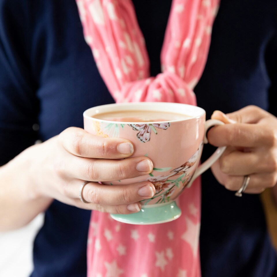 image 1 of KitchenCraft China Peach Birds Footed Mug | Multi | 1