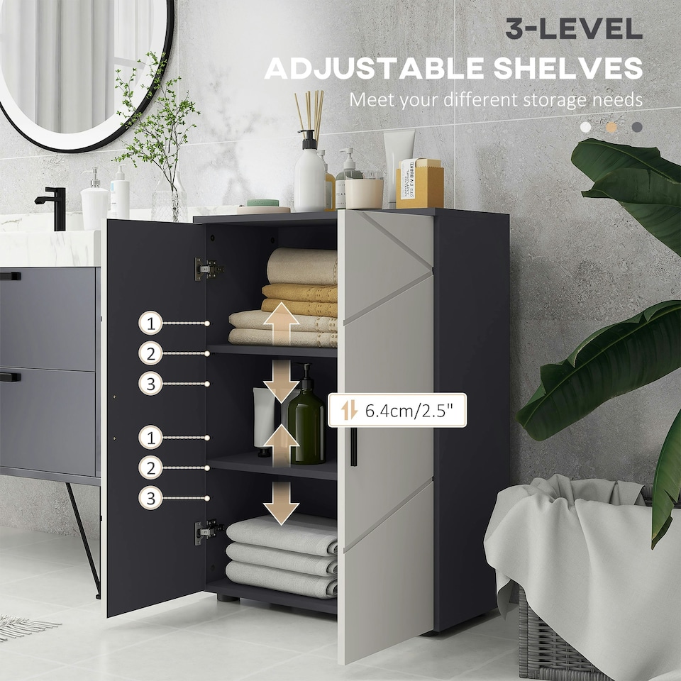 image 1 of kleankin Bathroom Storage Cabinet, Small Bathroom Cabinet with Soft Close Doors