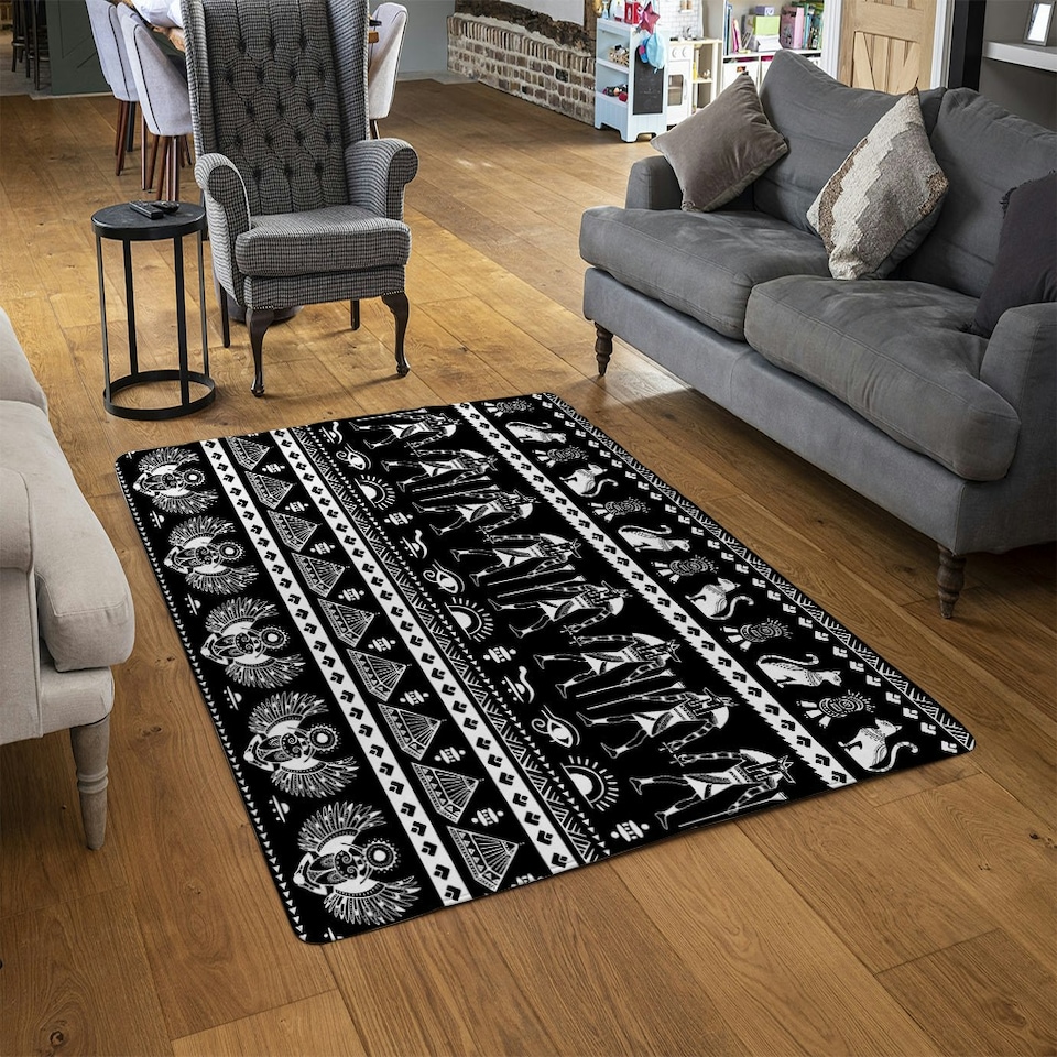 image 1 of Heiroglyphs on Black (Rug) Black | Medium: 80x150cm