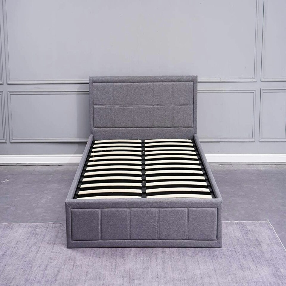 image 1 of Ottoman Storage Bed grey double 4ft 6 fabric and 1 Mattress wooden bedroom furniture