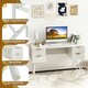 image 8 of COSTWAY Modern Computer Desk with 4 Drawers White