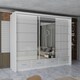 image 2 of Sleek High Gloss Sliding Wardrobe 255cm with Drawers | White/Black/Grey 3-Door Bedroom Storage White | White255cm
