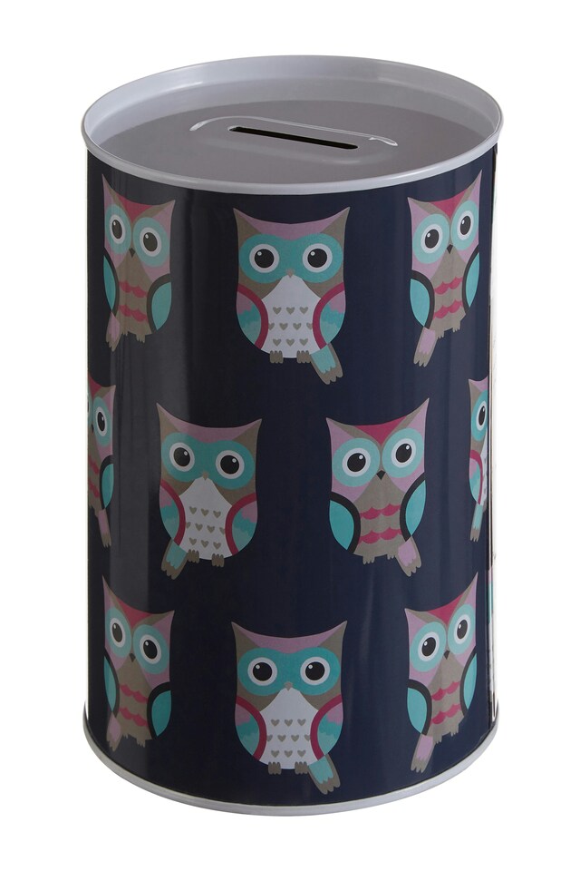 image 1 of Happy Owls Large Money Tin | Blue