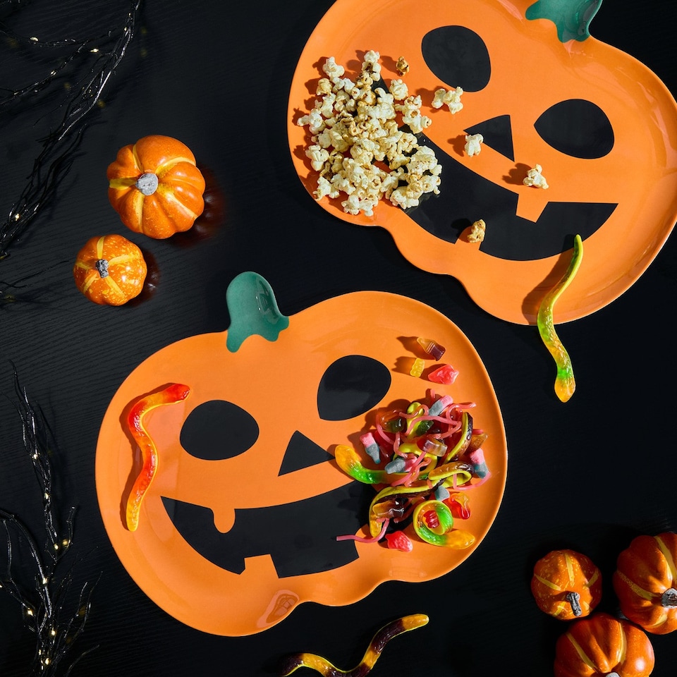 image 1 of OHS 2 Pack Large Halloween Melamine Serving Platters Collection Festive Party Trays