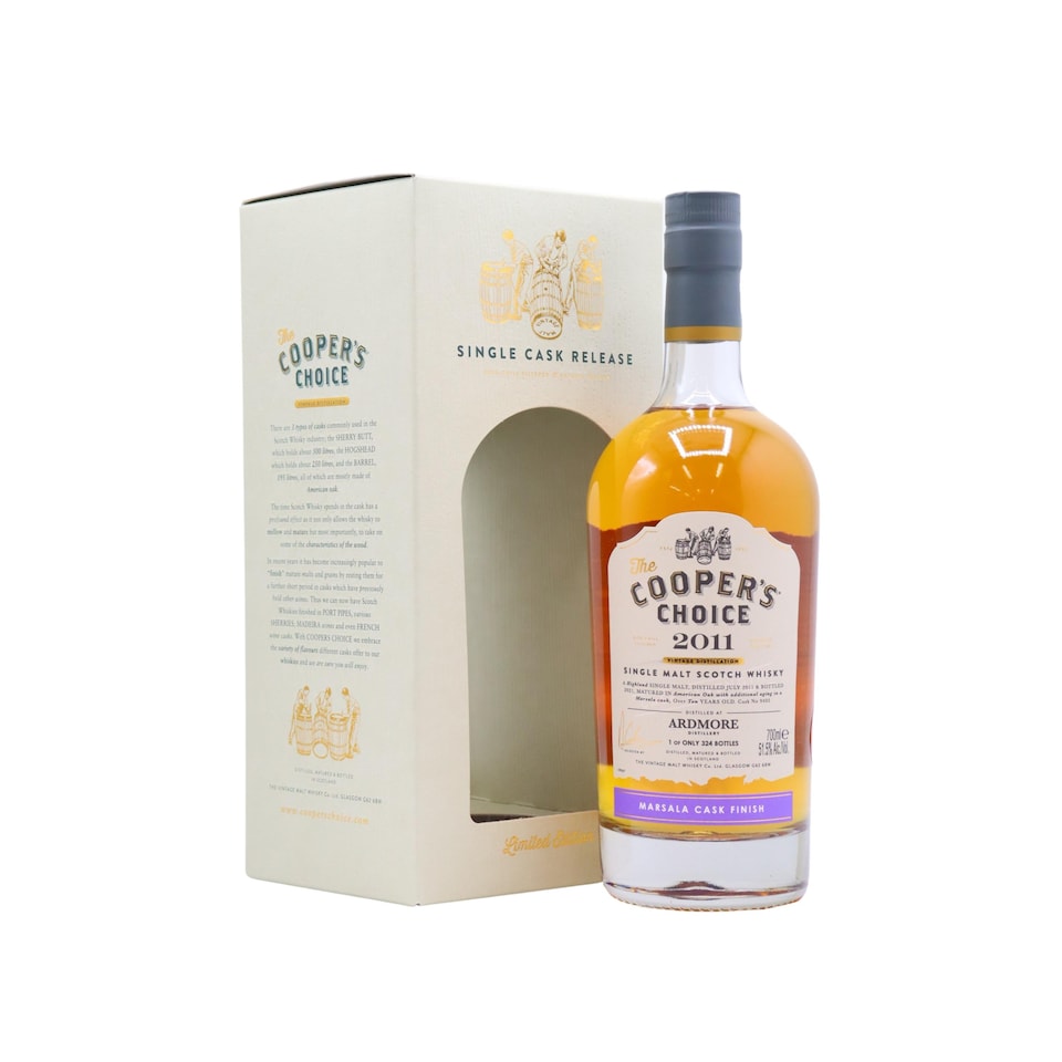 image 1 of Ardmore - Cooper's Choice -  Single Marsala Cask No. 9405 2011 10 year old Whisky | Multi | sweet barbeque smoke and spices; juicy sweet malt with peat ash and brown sugar; long and warming with lingering smoke and more fruit | 1