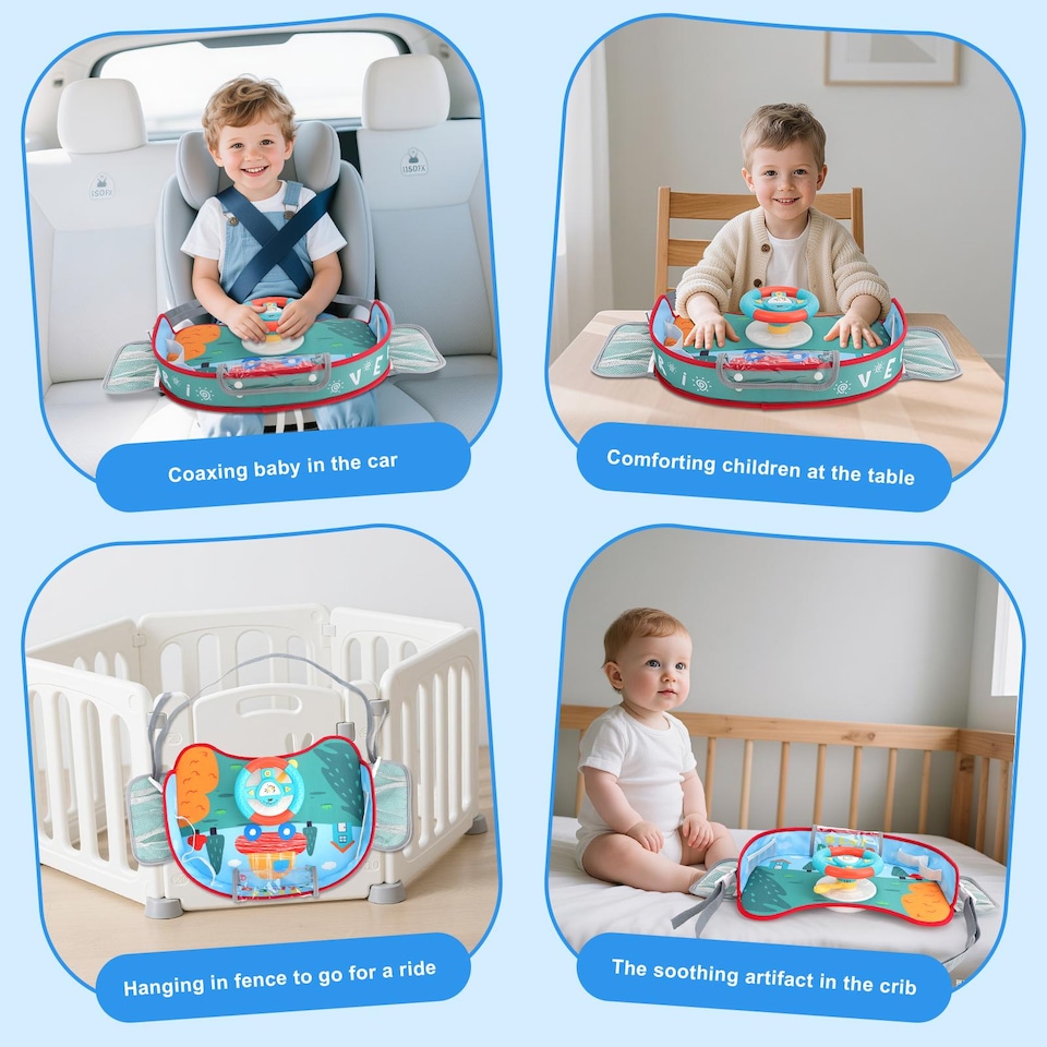 image 1 of Kids Steering Wheel Toy with Lights & Music