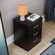 image 4 of Vida Designs Riano 3 Drawer Bedside Chest Cabinet Table Nightstand, Black