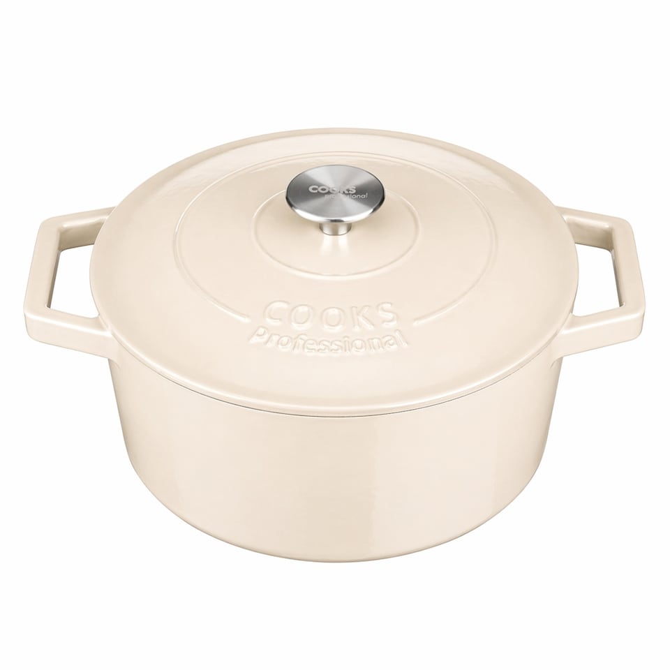 image 1 of Cooks Professional Casserole Dish 26cm – Ovenproof Pan with Lid | White | Ivory