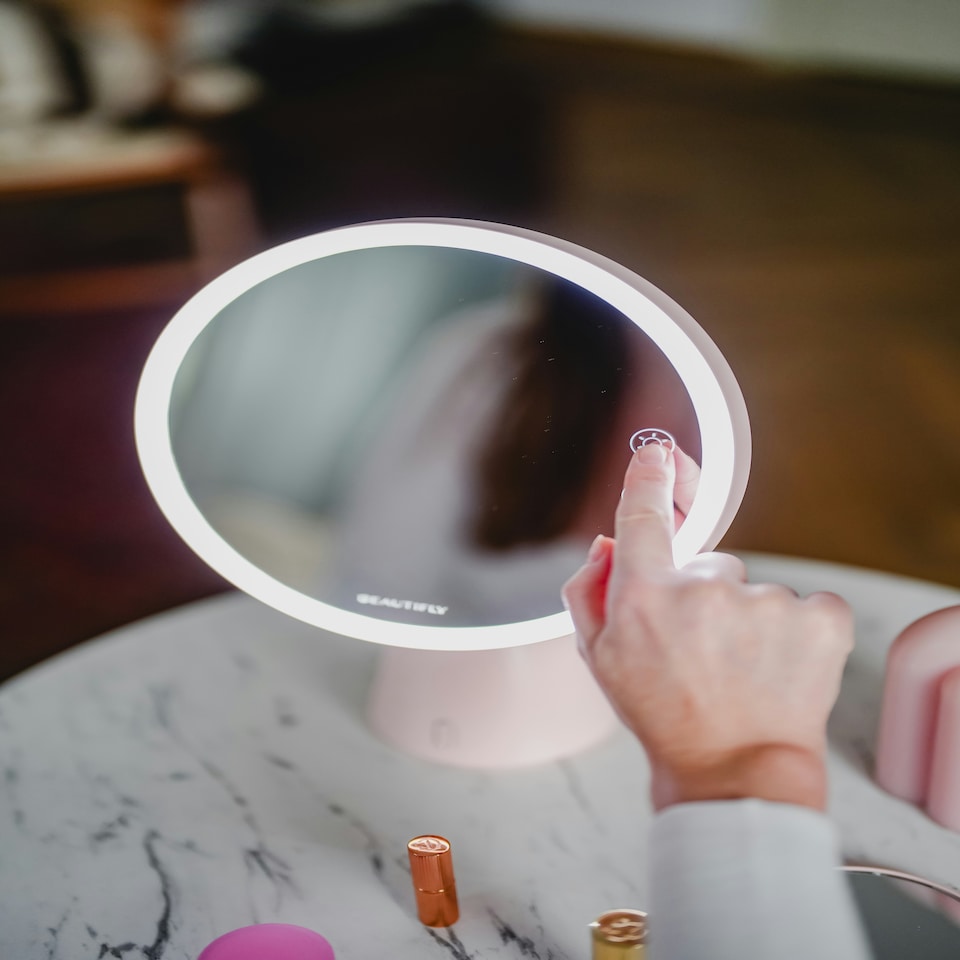 image 1 of Beautifly Smart Moon BT Speaker Digital Makeup Mirror Silver