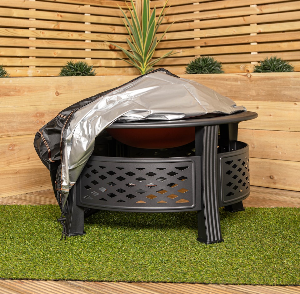 image 1 of Samuel Alexander Heavy Duty Waterproof Anti UV Windproof Outdoor Protective Garden Fire Pit Cover | Black | Black