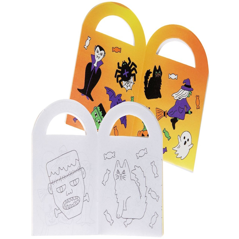 image 1 of Pack of 12 Halloween Coloring Mini Book with Stickers