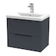 image 1 of Balterley Fluted Front Wall Hung 2-Drawer Bathroom Vanity Unit with 1 Tap Hole Basin, Handles | Grey | Soft Black