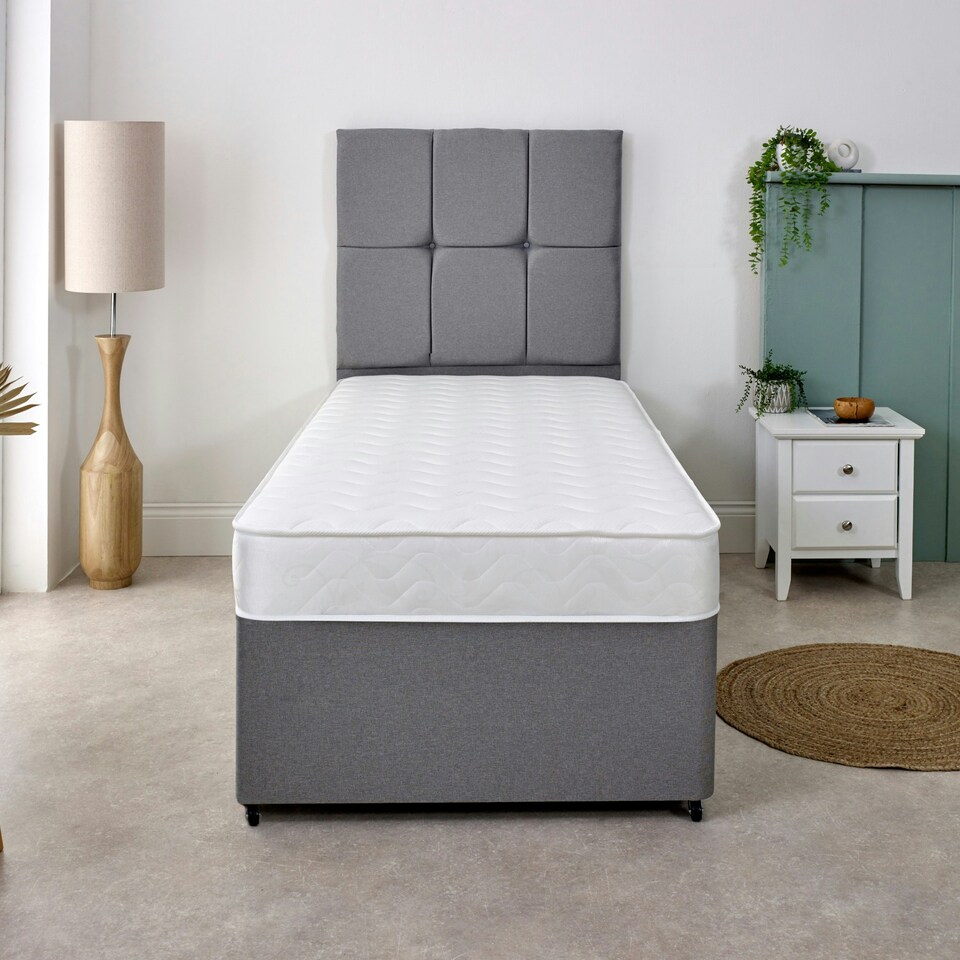 image 1 of Hybrid Memory Foam & Coil Spring Mattress - Soft/Medium Comfort, Cooltouch+ White | Single