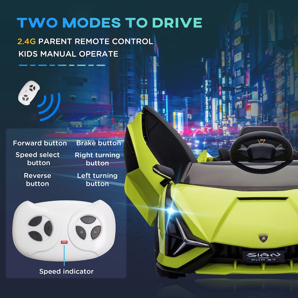 image 1 of HOMCOM Lamborghini SIAN 12V Electric Car for Kids w/ Remote Control