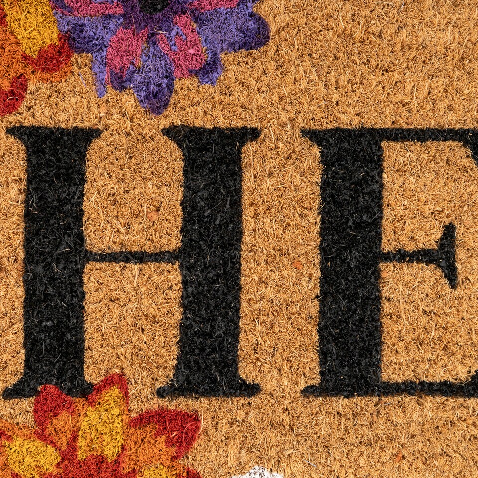 image 1 of KUKOON Floral Blooms Coir Doormat 45cm x 75cm