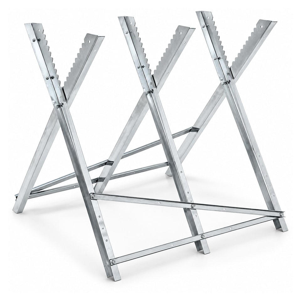 image 1 of Log Folding Saw Horse Holder Timber Cutting Chainsaw Trestle | Silver