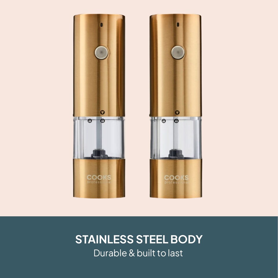 image 1 of Cooks Professional Rechargeable Salt and Pepper Mill Set with Bamboo Base