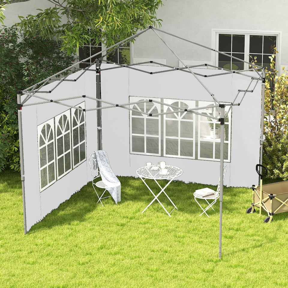 image 1 of Outsunny Gazebo Side Panels for 3x3(m) or 3x4m Pop Up Gazebo, 2 Pack, White